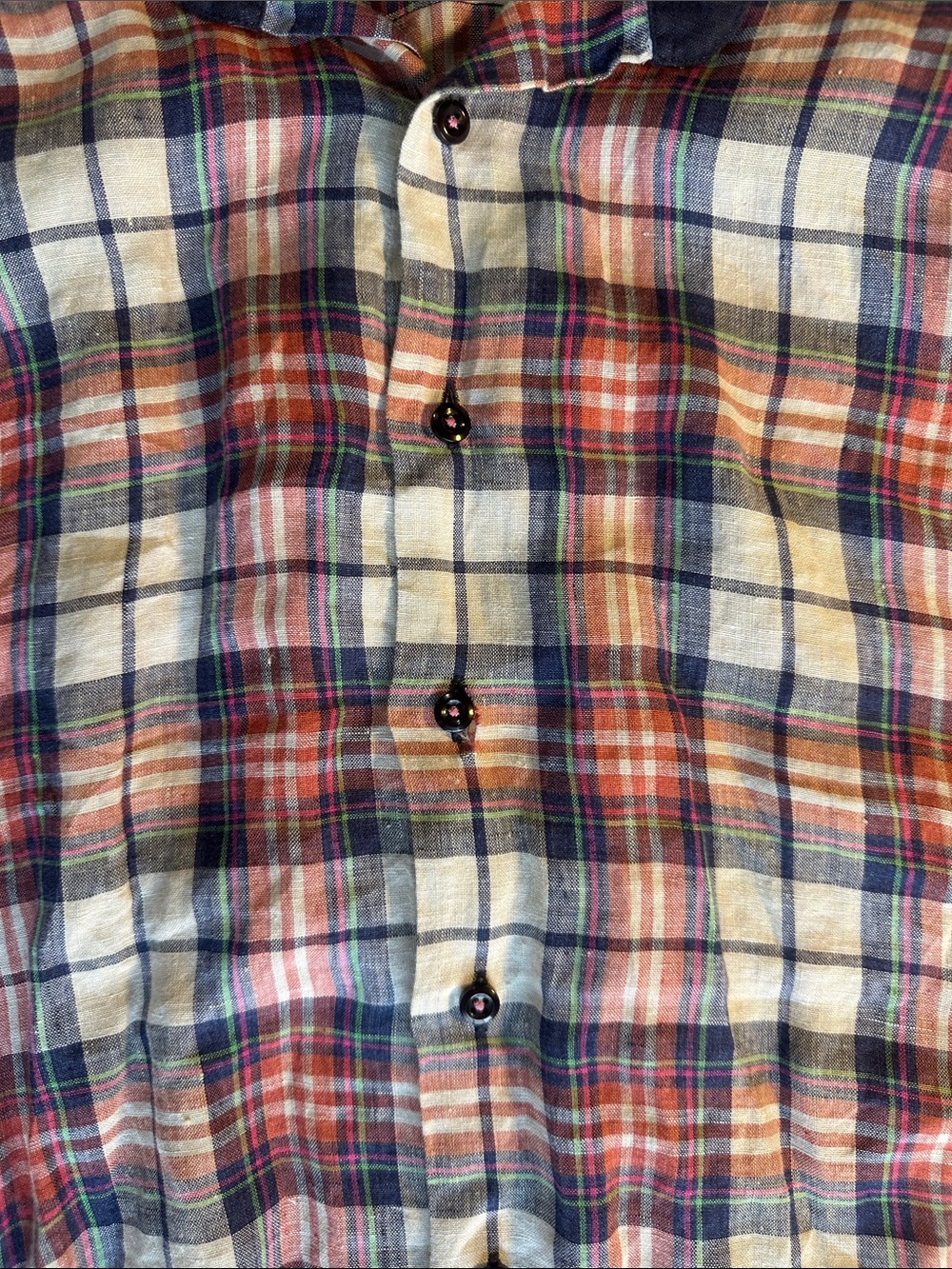 Hammer Made Italian Fabric Plaid Button Down Shirt Men’s 16.5 Red Blue White - Picture 7 of 10